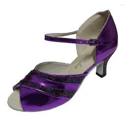 Dance Shoes Elisha Shoe Women's Salsa Ballroom Customised Heel Purple Colour Party Latin Open Toe Sandals