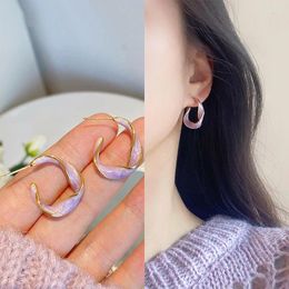 Stud Earrings White Purple Drop Ear Hoop Wave Fashion Cold Wind Elegant Simple Creative Custom Women's Jewelry Party Accessories