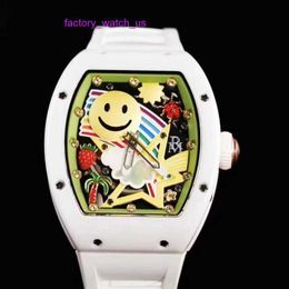Iconic Watch RM Watch Celebrity Watch Mechanical Watches Classic Barrel Tonneau Male Clock RM 88 Smiley Rubber Strap Wristwatch Ceramic Fashion Chronograph 43MM