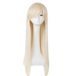 Synthetic Wigs Fei-Show Synthetic Hair Heat Resistant Fibre Long Straight Blonde Wigs Cosplay Costume Carnival Halloween Party Women Hairpiece 240328 240327
