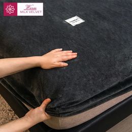 WOSTAR Winter warm plush fitted sheet elastic mattress cover fluffy velvet fleece bed linen couple thermal double king size 230308