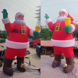 wholesale free ship outdoor games activities 12m 40ft Tall Giant Inflatable Santa Claus with led light Christmas Decoration Santa