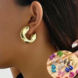 Hoop Earrings 2Pc/set Metallic Colorful Acrylic Chunky C-Shape For Women Y2K Irregular Geometric Huggies Earring Glossy Jewelry