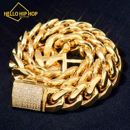 Hello hip-hop 18K Gold Smooth Miami Cuban Chain Necklace for Men's Copper Fashion Hip Hop Jewellery Necklace