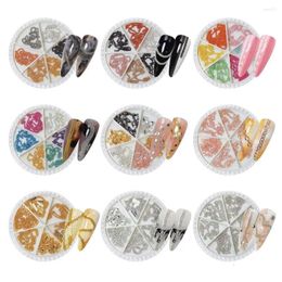 Nail Art Decorations 6Grids Multi-colored All Various Shapes Chains Ring Buckle Metal 3D Studs Alloy Manicure