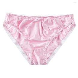 Women's Shorts Women Silk-like Satin Panties Bikini Underwear Breathable Solid Colour Briefs Comfortable Soft Lady Daily