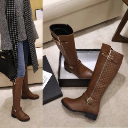 Boots 2023 new antumn winter women long boots plus size 2227 cm grid splicing side zip fashion knee high boots women modern Boots