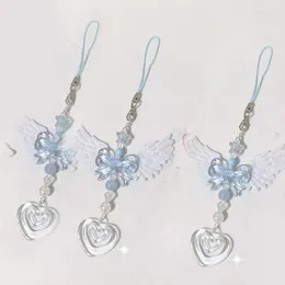 Keychains Blue Angel Wing Phone Pendant Chain Keychain For Earphone Books Bag