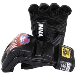 Protective Gear WOLON Cow leather Half Finger Boxing Gloves MMA Fighting Kick Boxing Gloves Karate Muay Thai Training Workout Gloves yq240318