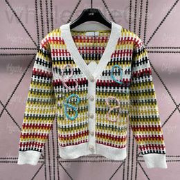 Women's Plus Size Outerwear & Coats designer r Women Cardigan Jacket Sweaters Long Sleeve Contrast Color Knitted Charming Elegant Winter Spring Sweater Tops NF0E