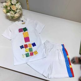 Classics baby clothes Colorful grid design kids Short sleeve two-piece set girls tracksuits Size 100-160 CM summer boys t shirt and shorts 24Mar
