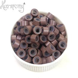 Tubes (1000pcs 11# Light brown color) 5.0mm Aluminium Micro ring Silicone lined Links Beads tube tools accessories