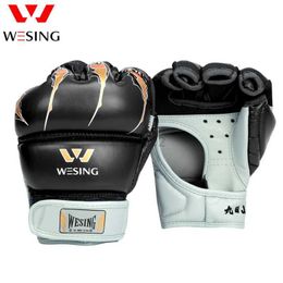 Protective Gear Wesing MMA Gloves Half Finger Boxing Gloves Kickboxing Fighting Training Gloves yq240318