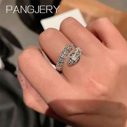 PANGJARY Sier Color Serpentine Ring for Women Chic Exaggerated Irregular Trendy Design Exquisite Birthday Jewelry Gifts