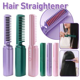 Irons Professional Wireless Hair Straightener Curler Comb Fast Heating Negative Ion Straightening Curling Brush Hair Styling Tools