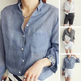 Women's Blouses Lapel Women Shirt Stylish Loose Fit Long Sleeve Single-breasted Design For Casual Or Workwear Fashion