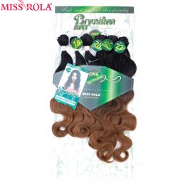 Weave Weave Miss Rola Ombre Hair Bundles Synthetic Hair Body Wave Bundles T1B30 6pcs 1822'' Hair Weaves With Free Closure