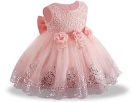 2019 summer infant Baby Girl Dress Lace white Baptism Dresses for Girls 1st year birthday party wedding baby clothing2943543