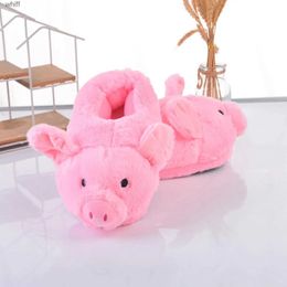 Sandals Plush Comfort Pink Pig Slippers Ins Style Cute Pig Cartoon Plush Slippers Non-Slip Furry ShoeC24318