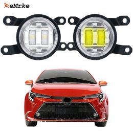 EEMRKE Led Car Fog Lights Assembly for Toyota Corolla LE XLE U.S TYPE 2020 2021 2022 2023 Front Bumper Fog Lamp with Lens Driving DRL 30W 12V White or Yellow