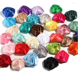 Hair Accessories 10PCS 3.6CM 1.4" Fashion Rose Bud Flower For Mini Rolled Rosettes Satin Ribbon Fabric Flowers Headband