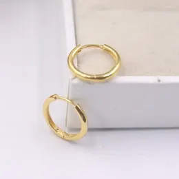 Hoop Earrings Real 18K Yellow Gold For Women Smooth Small 12.5mmDia Gift