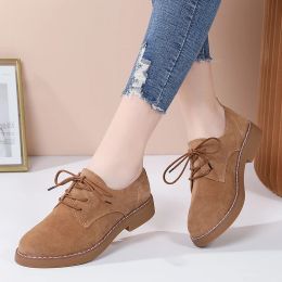 Boots Fashion Spring Women Flats Shoes Leather Suede Lace Up Boat Shoes Round Toe Moccasins Loafers Ladies Driving Casual Sneakers