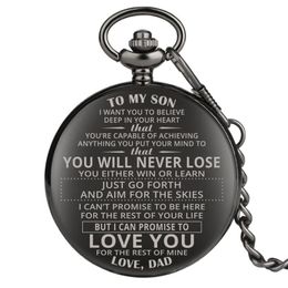 Creative Personalized Design Pocket Watch TO MY Son Dad Husband Men's Quartz Analog Watches Pendant Chain Xmas Gift reloj de 2507