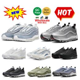 Running Shoes 97 Silver Bullet Medium Olive Pure Platinum Persian Violet Triple Black Men Women Sneakers With Box