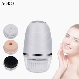 Scrubbers AOKO 3 in 1 Rechargeable Facial Cleansing Brush Blackhead Remover Makeup Removal Face Deep Pores Cleaning Massager Face Cleaner