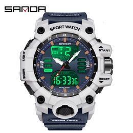 Sanda New Product Green Light Optoelectronic Alarm Clock Multi Functional Men's Fashion Trend Korean Edition Waterproof and Shockproof Transparent Watch