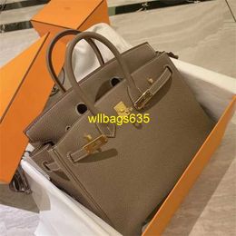 Tote Bags Genuine Leather Bk Habdbags 2024 New Fashion Litchi Pattern Platinum Bag Genuine Leather Large Capacity Handbag Soft Leather Light have logo HBHNMR