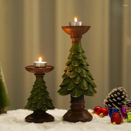 Candle Holders 2024 Christmas Wrought Iron Candlestick Santa Claus Snowflake Tree Collocation Holder Year Table Ornament