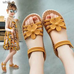 Sandals Girls Sandals Childrens Fashion Soft Sole Princess Shoes Kids 2023 New Summer Sandals Flat School Shoes Baby Girls ShoesC24318