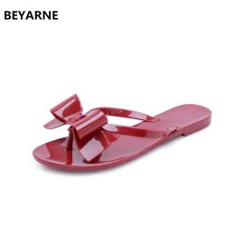 Flops BEYARNE new Fashion woman jelly beach sandals lady flip flops flats rain shoes women summer travel Slippers slides 3641 pink 39