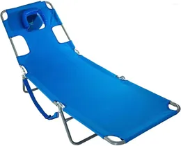 Camp Furniture Chaise Lounge Beach Chair For Adults With Face Hole- Versatile Folding Lounger Outside Pool Sunbathing And Reading