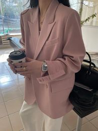 Women's Suits Korean Fashion Women Casual Blazer Jackets Spring Summer Long Sleeve Elegant Chic Solid Business Coat Female Clothes