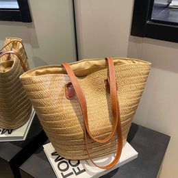 Weave Tote Bag Large Capacity Summer Beach Straw Handbag and Purse Female Bohemian Shoulder Bag for Women 2023 Ladies Travel Bag