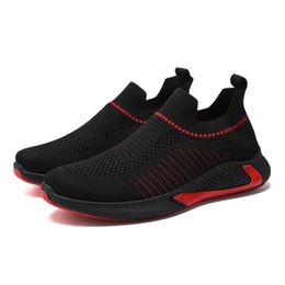 HBP Non-Brand Customised mens casual shoes fly woven running shoes size 45 sneakers High Quality black flat shoes for work