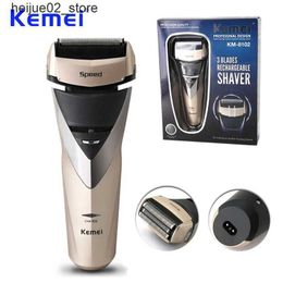 Electric Shavers KEMEI three blade washable and rechargeable electric shaver reciprocating beard trimming machine mens KM-8102 Q240319