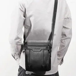 Bag PU Leather Shoulder Men Fashion Solid Flap Crossbody Messenger Square Zipper Bags Male Daily Business Handbag