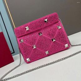 Shoulder Bags Imitation Crystal Women's Handbag Fashion Rivet Single Chain Crossbody Bag Set With Diamond