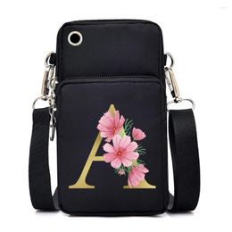 Bag Mobile Phone 26 English Alphabet Flower Women's Messenger Hanging Neck Coin Purse Retro Fashion Handbag Crossbody