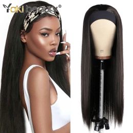 Wigs Synthetic Long Straight Ice Headband Wigs Heat Resistant Hair Wig No Glue Machine Made Wig For Black Women By YAKI BEAUTY