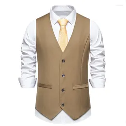 Men's Vests Luxury Wedding Suit Fashion Male Slim Fit Solid Color Business Office Formal Vest Vintage Gentleman Party