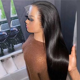 Synthetic Wigs Brazilian Glueless Lace Front Wig Bone Straight Pre Plucked Human Hair Wigs HD Transparent Lace Frontal Wigs For Women On Sale 240328 240327