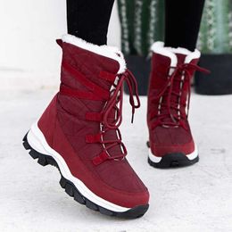 HBP Non-Brand Womens sheo Snow Sneakers Faux Fur Winter Ankle Snow Booties Warm Outdoor Hiking Shoes large size snow boots