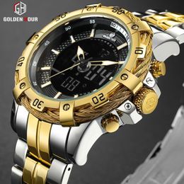 Top Brand GOLDENHOUR Luxury Men Watch Automatic Sport Watches Digital Waterproof Military Man Wrist Watch Relogio Masculino1943