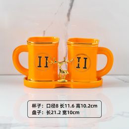 Top Designer Wholesale Couple Gargle Cups Storage Rack Bathroom Ceramic Tooth Cup Wash Cups Toothbrush and Tooths Cups Set