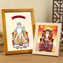 Decorative Figurines Land Grandpa Hanging Pictures Of Gods Blessing Zhengshen Buddha Statues Solid Wood Po Frame Paintings Decorations